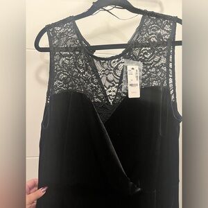 Black Lace Velvet Dress